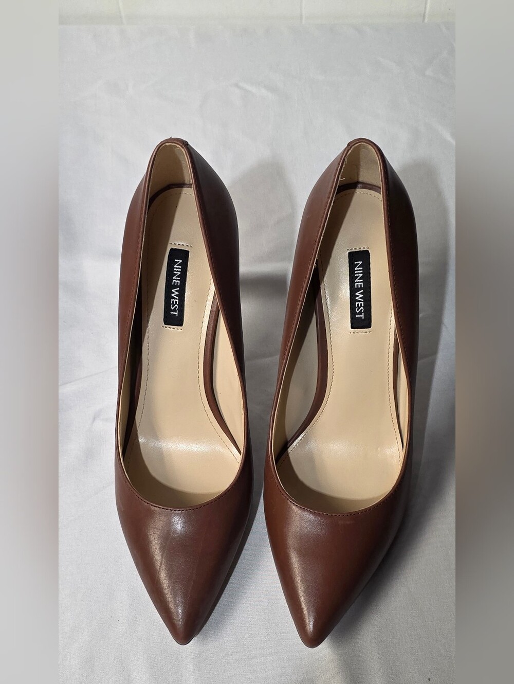 Nine West Tatiana Brown Pointed-Toe Leather Stiletto Pump Size 9 New In Box - Picture 11 of 12